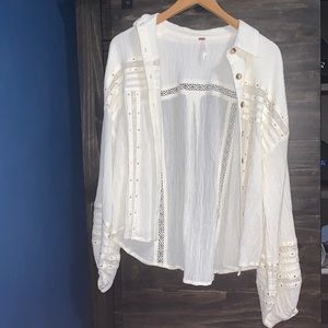 White free people button up shirt or pull over shirt